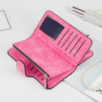 Women's Wallets,Soft Leather Bifold Compact Card Holder Wallet for Women with Zipper, Blocking Leather Clutch Wallet Credit Card Holder, Ladies Travel Wallet Purse,10 Colors(pink) red-brown