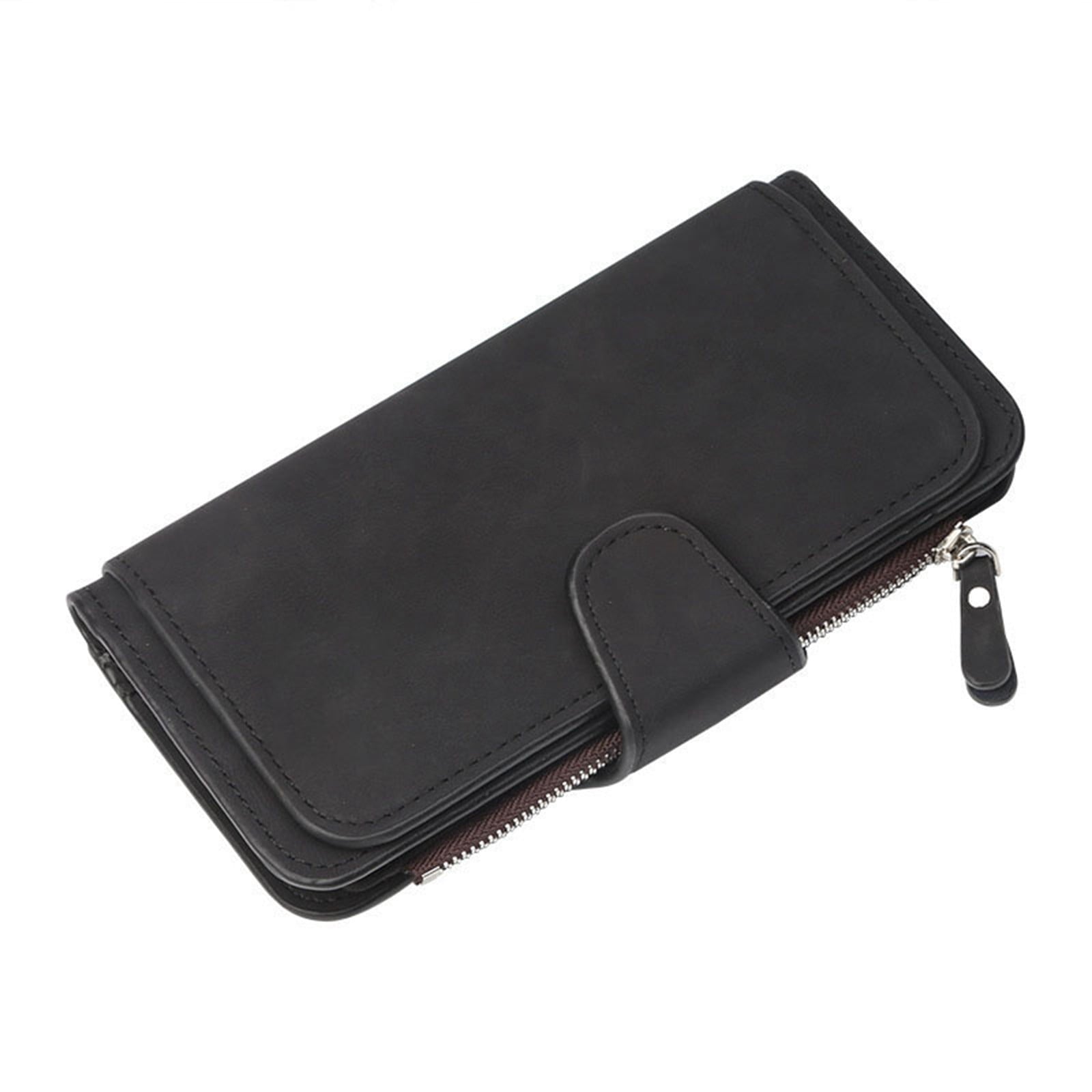 Women's Wallets,Soft Leather Bifold Compact Card Holder Wallet for Women with Zipper, Blocking Leather Clutch Wallet Credit Card Holder, Ladies Travel Wallet Purse,10 Colors(pink) red-brown