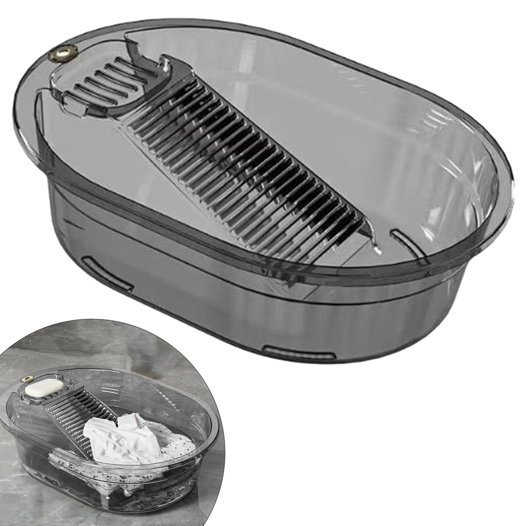 Portable Washboard, All-in-One Laundry Basin Set, Heavy-Duty Wash Board for Hand Washing Clothes, Built-in Scrub Surface, Drain Plug for Camping, RV, Emergency Use, Grey, 19.09x14.37x5.12 19.09x14.37x5.12 Gray