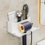 1 Pack Hair Dryer Holder, Wall Mount Self Adhesive Waterproof Blow Dryer Rack Storage Organizer Hanger, Compatible with Most Hair Blower Appliance, Curling Iron, Straightener(Z2-White) Z2-Grey