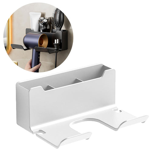 1 Pack Hair Dryer Holder, Wall Mount Self Adhesive Waterproof Blow Dryer Rack Storage Organizer Hanger, Compatible with Most Hair Blower Appliance, Curling Iron, Straightener(Z2-White) Z2-White