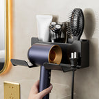 1 Pack Hair Dryer Holder, Wall Mount Self Adhesive Waterproof Blow Dryer Rack Storage Organizer Hanger, Compatible with Most Hair Blower Appliance, Curling Iron, Straightener(Z2-White) Z2-White