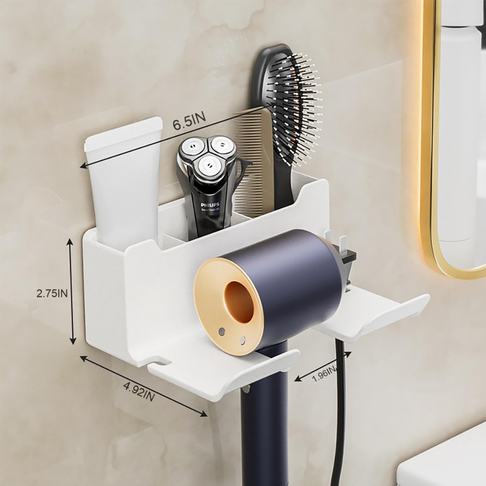 1 Pack Hair Dryer Holder, Wall Mount Self Adhesive Waterproof Blow Dryer Rack Storage Organizer Hanger, Compatible with Most Hair Blower Appliance, Curling Iron, Straightener(Z2-White) Z2-White