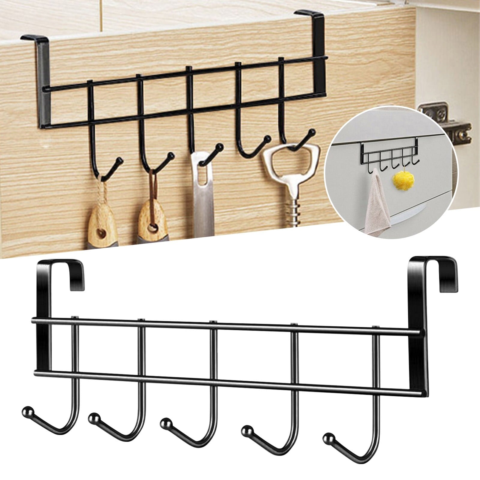 Over The Door Hooks, Door Hanger Hooks For Hanging ,Over The Door Towel Racks With 5 Coat Hook,Over The Door Towel Rack For Kitchen Bathroom Towel Holder Towels Hanger Rack Accessories,2.1 cm 5 cm