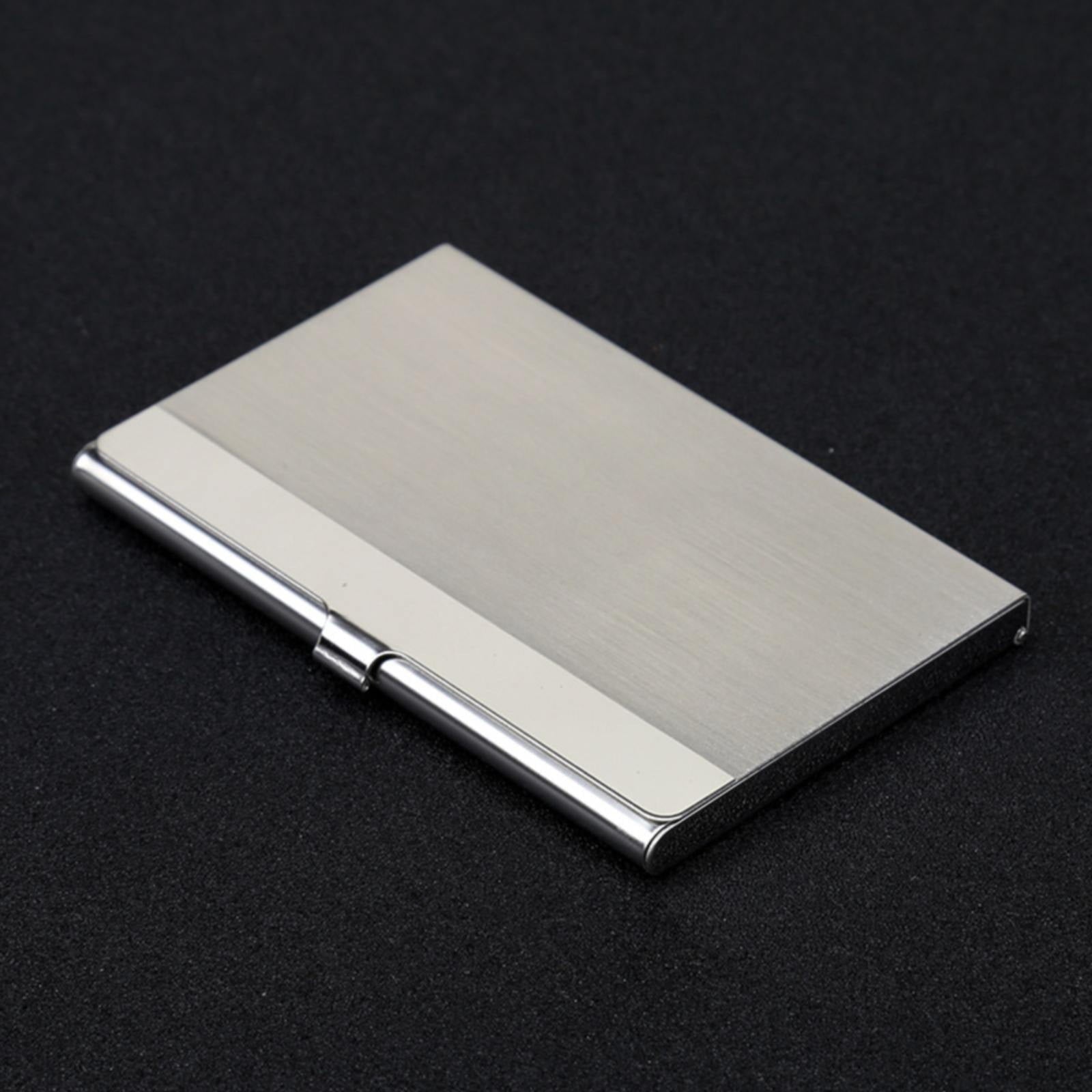 Slim Business Card Case for Men & Women, Pocket Metal Case, Professional Stainless Steel Business Card Holders, Purse Name Card Holder, Buckle Style Shut, 1 Pcs, 3.62x2.28 3.62" x 2.28" Silver
