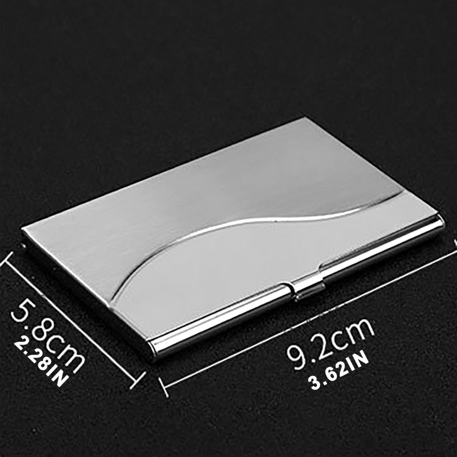 Slim Business Card Case for Men & Women, Pocket Metal Case, Professional Stainless Steel Business Card Holders, Purse Name Card Holder, Buckle Style Shut, 1 Pcs, 3.62x2.28 3.62" x 2.28" Silver*2