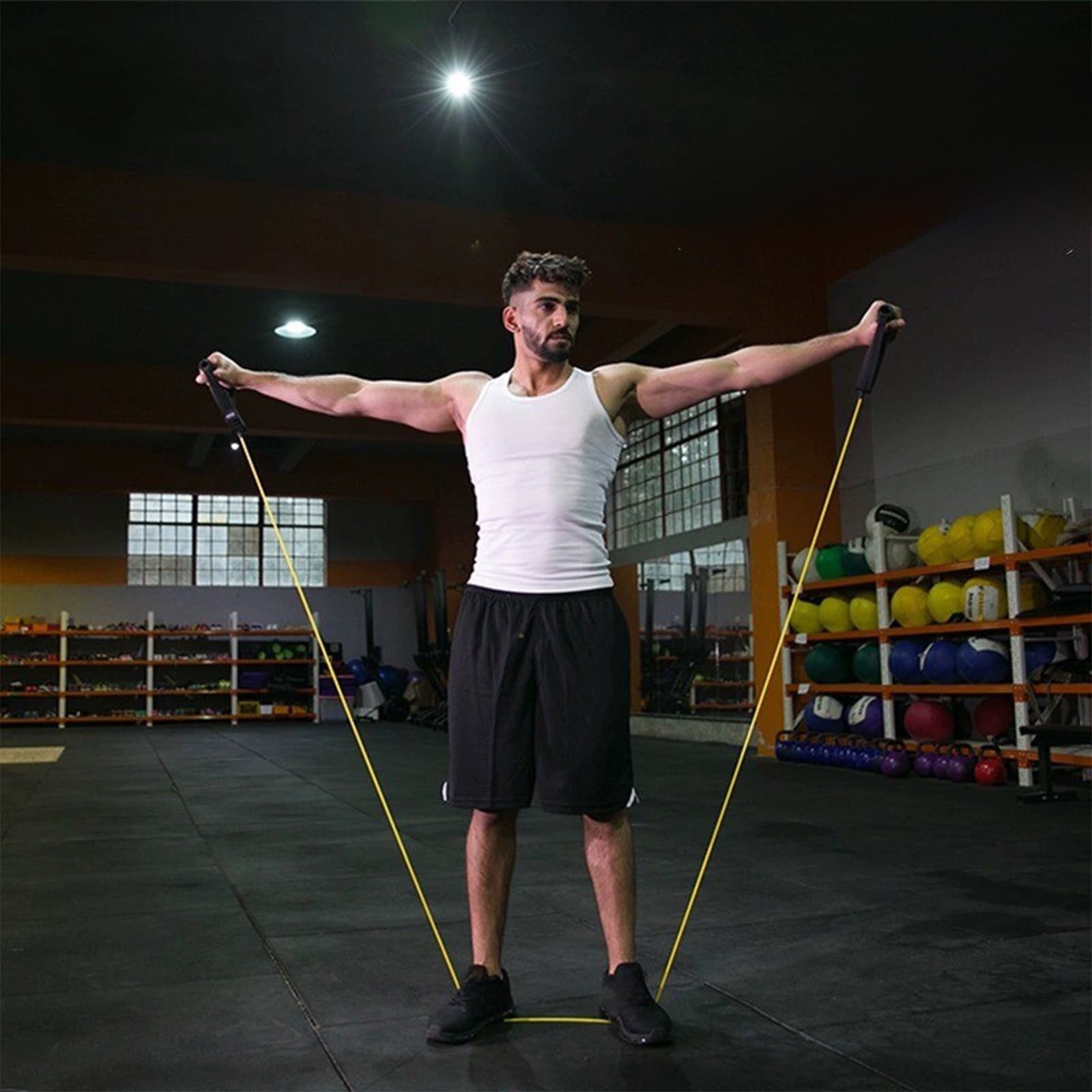 Resistance Bands with Handles, Exercise Bands with Handles, Single Resistance Bands for Resistance Training, Physical Therapy,Home Workouts, Fitness, Pilates,Shoulder And Neck Stretching Equipment Yellow
