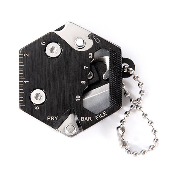 Hexagonal Multitool Keychain,Portable Pocket Tool with Folding Cutter,Screwdriver Set,Bottle Opener for Outdoor Hiking,Camping,Emergency Seat Belt Cutter,Small Fashion Keychain Tool