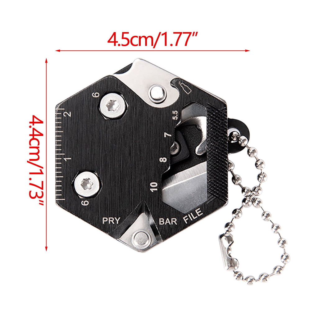 Hexagonal Multitool Keychain,Portable Pocket Tool with Folding Cutter,Screwdriver Set,Bottle Opener for Outdoor Hiking,Camping,Emergency Seat Belt Cutter,Small Fashion Keychain Tool