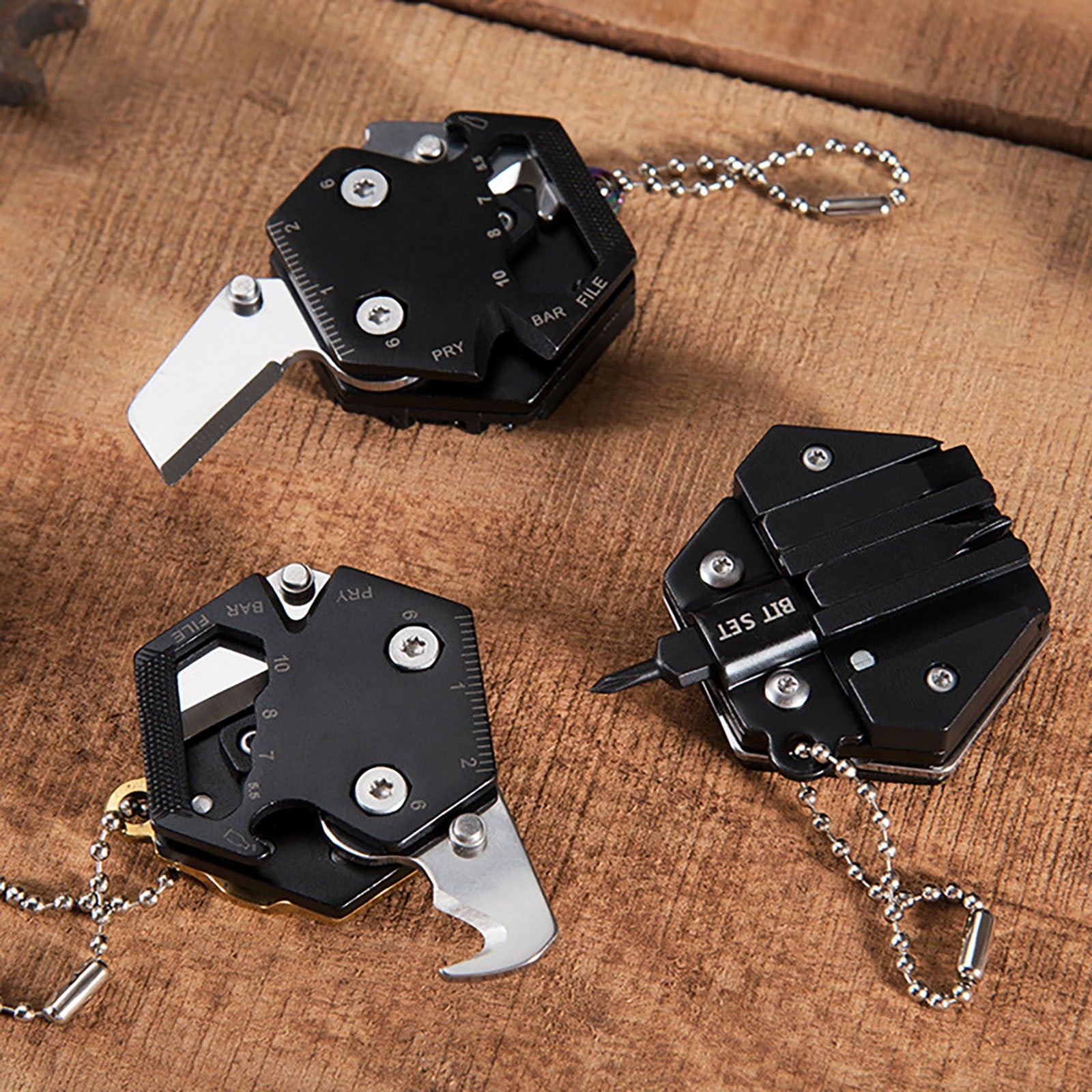Hexagonal Multitool Keychain,Portable Pocket Tool with Folding Cutter,Screwdriver Set,Bottle Opener for Outdoor Hiking,Camping,Emergency Seat Belt Cutter,Small Fashion Keychain Tool