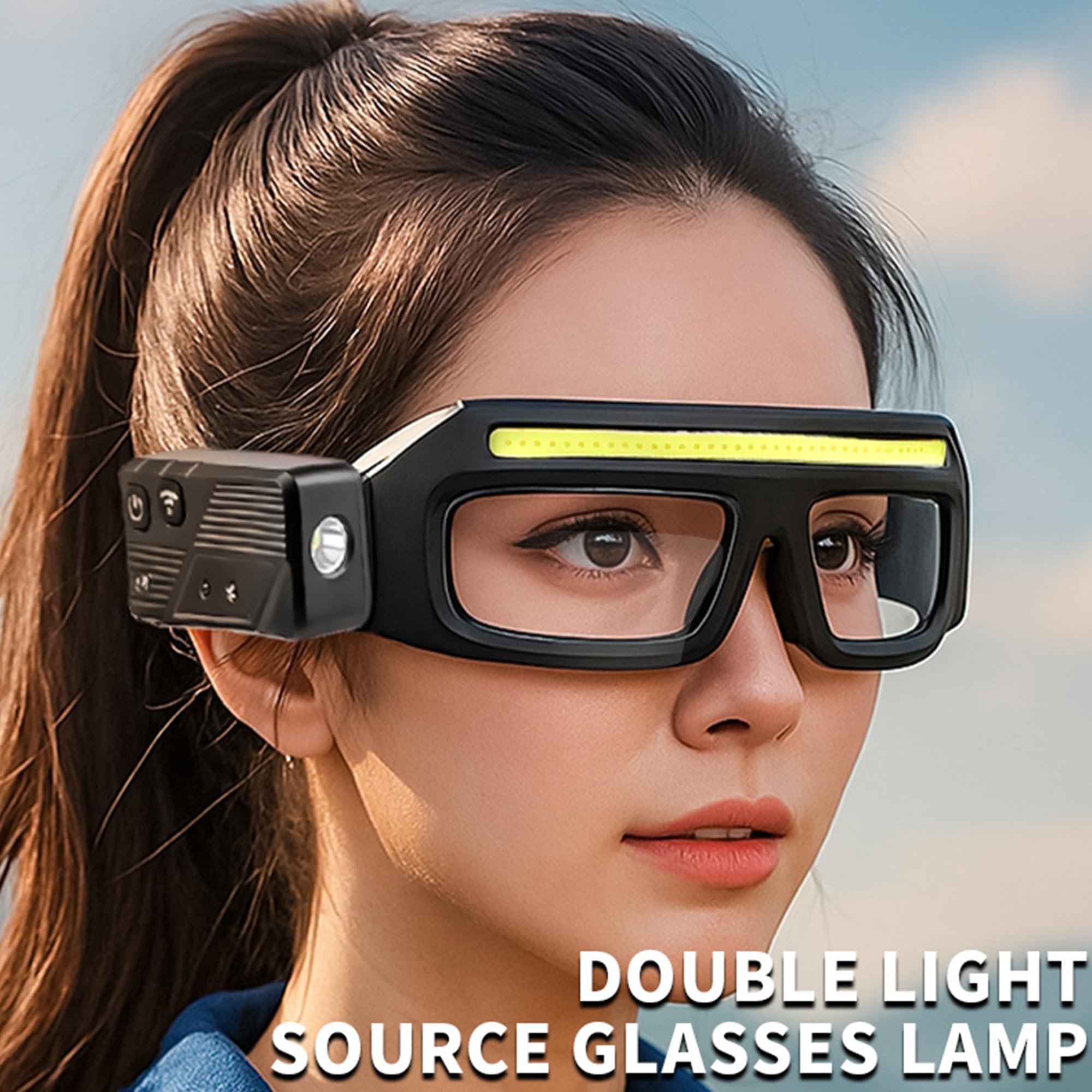 Rechargeable LED Headlamp - Safety Glasses with Light - Reading Lamp - Flashlight - Work Glasses - Walking Light Running - DIY Gift for Men - Glasses with Light - Night Glasses - Camping Lamp - Fishing - USB Rechargeable Headlamp - Black - 1 Piece