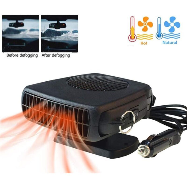 2-in-1 Car Heater 200W 12V Cigarette Lighter Defogger and Cooling Fan