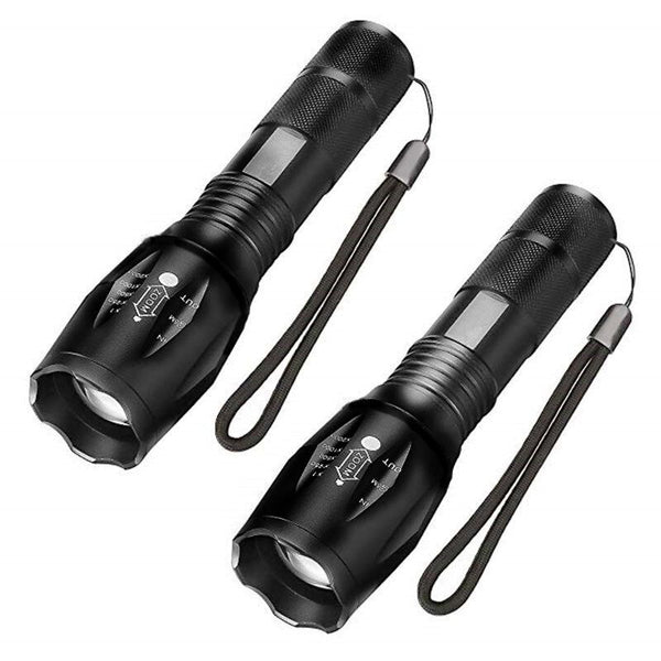 2 Pack LED Torch 1000 Lumens Zoomable Flashlight 5 Modes