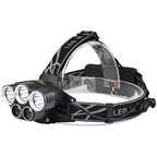 Rechargeable Headlamp 5 LED USB Head Torch 6 Modes Black