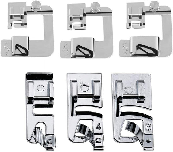 6 Sizes Wide Rolled Hem Presser Foot and Narrow Hemmer Foot Set - White S