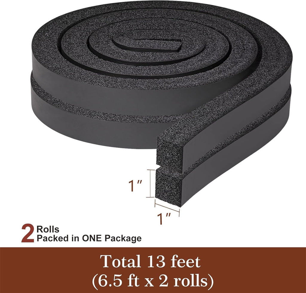 2 Roll 13FT Air Conditioner Foam Strip,Tutuviw 1 X 1 Inch Foam Weather Stripping,Non Adhesive Insulating Strip,High Resilience Weatherseal Tape Energy Saving for Window Door Summer