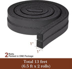2 Roll 13FT Air Conditioner Foam Strip,Tutuviw 1 X 1 Inch Foam Weather Stripping,Non Adhesive Insulating Strip,High Resilience Weatherseal Tape Energy Saving for Window Door Summer