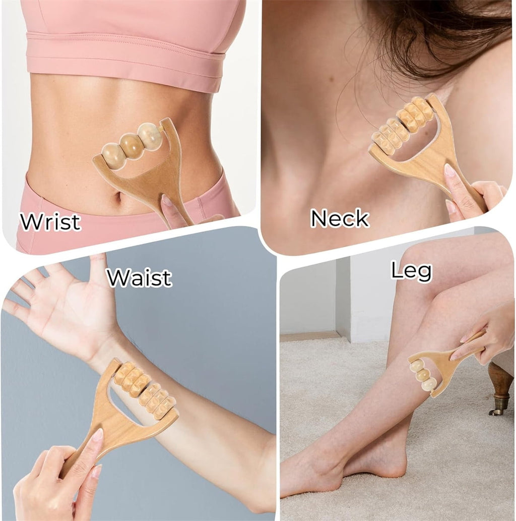Wooden Massage Roller,Tutuviw 4 Pcs Portable Hand Roller Massagers,Wood Therapy Massages Roller Stick,Muscle Back Neck Shoulder Legs Massages Rollers for Gym Studio Office Home