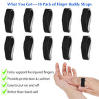 Hook and Loop Finger Wrap,Tutuviw 10 Pcs Washable and Reusable Buddy Straps for Fingers,Buddy Tape Finger Straps,Toe Separator for Bunion,Finger Brace for Injured/Jammed/Trigger Finger Support(Black) Black