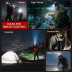Rechargeable LED Headlamp, LED Spotlight Flashlight Outdoor, Long Lasting Large Waterproof Spot Light, Outdoor Fishing Night Fishing Lamp, Camping Light, for Hunting Boating Camping Black