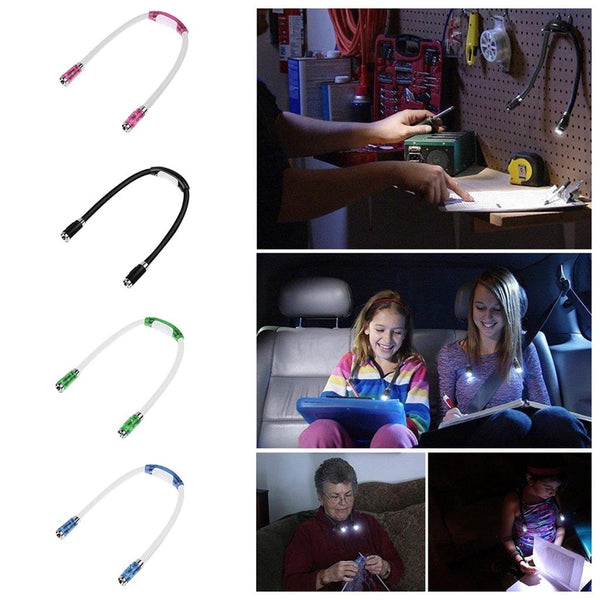 Rechargeable LED Neck Reading Light, 3 Modes Neck Reading Lamp, Hands Free Flexible Torch, U-Shaped LED Light with Soft Silicone Arms Comfortable Wear, for Camping Repairing Knitting Black