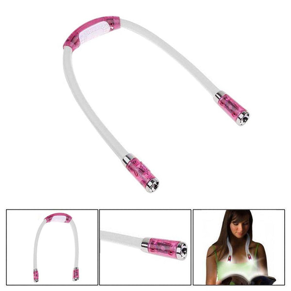 Rechargeable LED Neck Reading Light, 3 Modes Neck Reading Lamp, Hands Free Flexible Torch, U-Shaped LED Light with Soft Silicone Arms Comfortable Wear, for Camping Repairing Knitting Pink