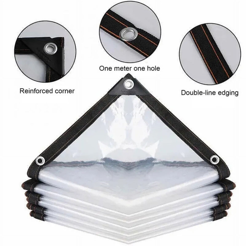 Clear Tarp Heavy Duty Tarp Cover Waterproof Tarpaulin with Grommets for Gardening Camping Traveling 39x39in, 2 Pcs