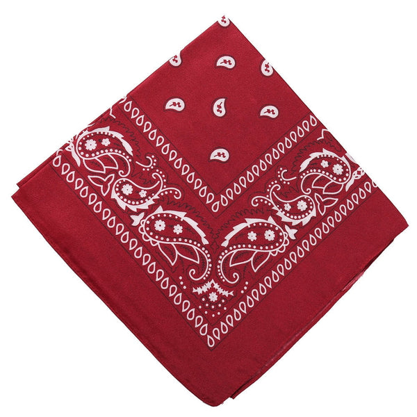 22 inch Cotton Paisley Bandana Multi Colored Set Cowboy Bandana Head Scarf Double-sided for Men & Women Burgundy
