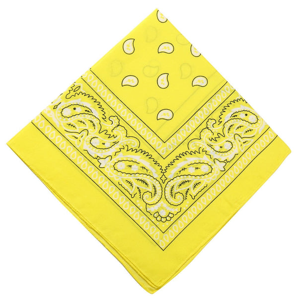 22 inch Cotton Paisley Bandana Multi Colored Set Cowboy Bandana Head Scarf Double-sided for Men & Women Gold
