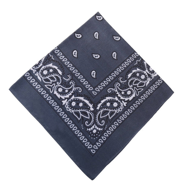 22 inch Cotton Paisley Bandana Multi Colored Set Cowboy Bandana Head Scarf Double-sided for Men & Women Gray