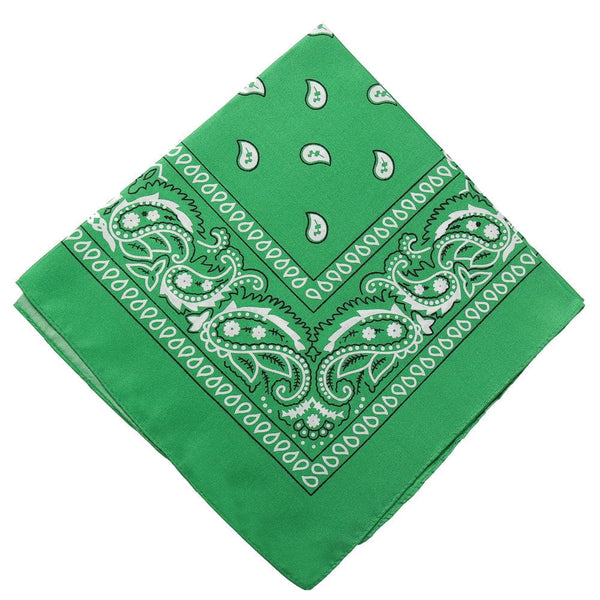 22 inch Cotton Paisley Bandana Multi Colored Set Cowboy Bandana Head Scarf Double-sided for Men & Women Green