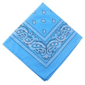 22 inch Cotton Paisley Bandana Multi Colored Set Cowboy Bandana Head Scarf Double-sided for Men & Women Light Blue