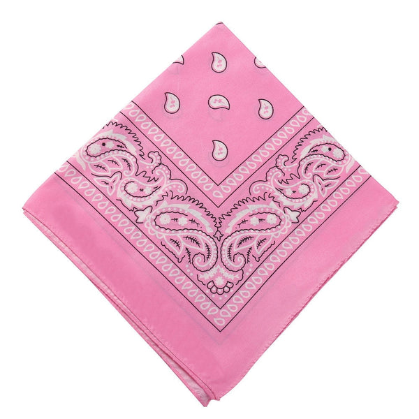 22 inch Cotton Paisley Bandana Multi Colored Set Cowboy Bandana Head Scarf Double-sided for Men & Women Pink