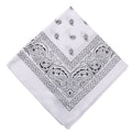 22 inch Cotton Paisley Bandana Multi Colored Set Cowboy Bandana Head Scarf Double-sided for Men & Women White