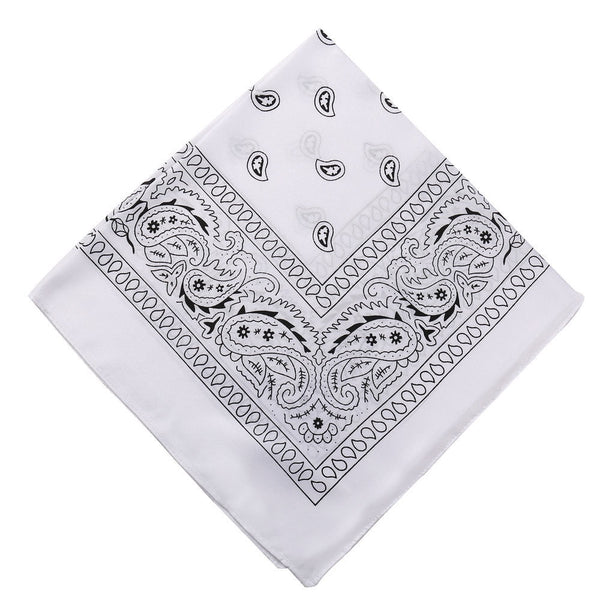 22 inch Cotton Paisley Bandana Multi Colored Set Cowboy Bandana Head Scarf Double-sided for Men & Women White