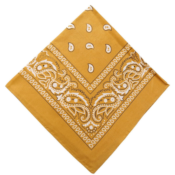 22 inch Cotton Paisley Bandana Multi Colored Set Cowboy Bandana Head Scarf Double-sided for Men & Women Yellow