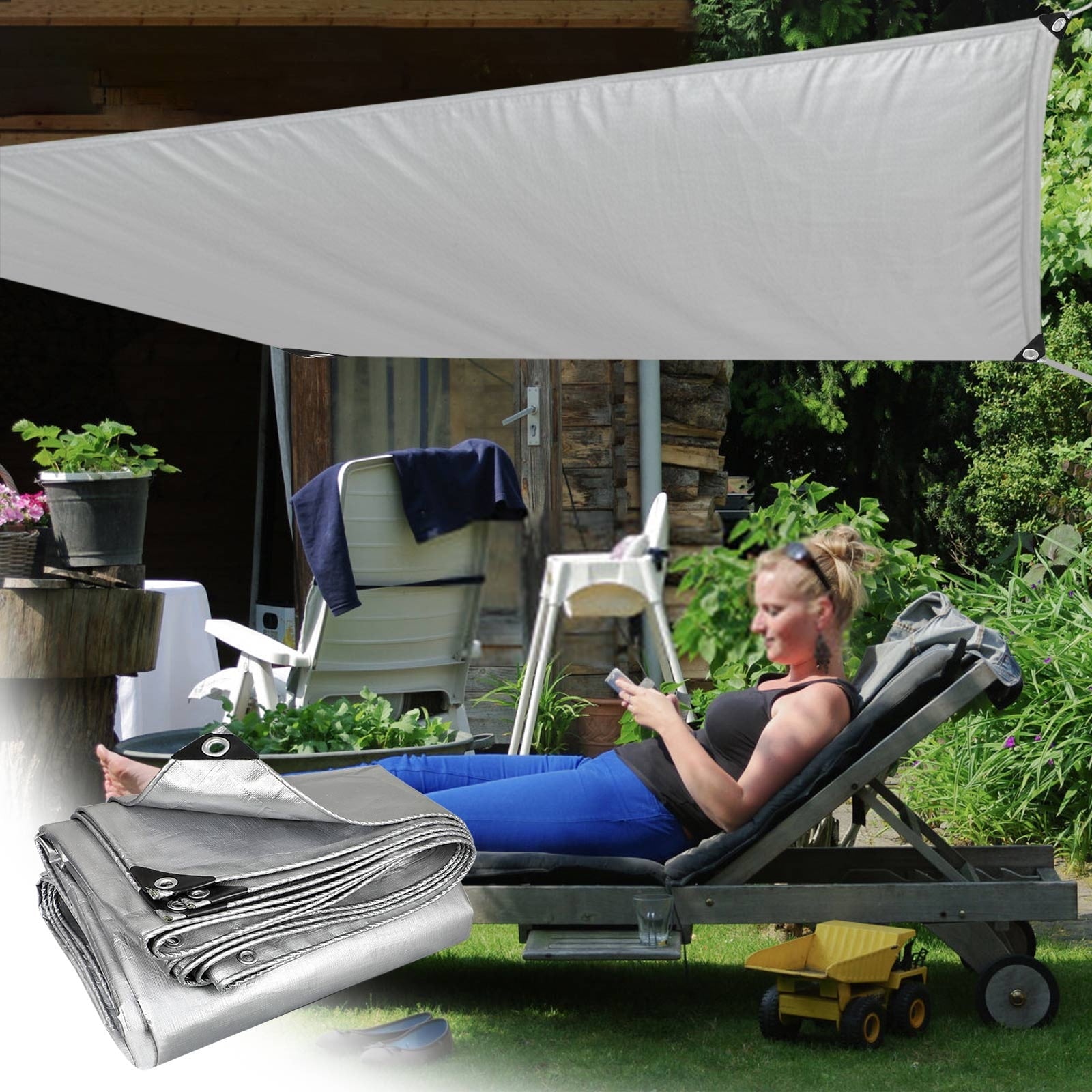 Heavy Duty Tarp Cover, Thick Tarps Waterproof Tear and Rip Proof UV Resistant Tarpaulin with Reinforced Grommets and Edges D