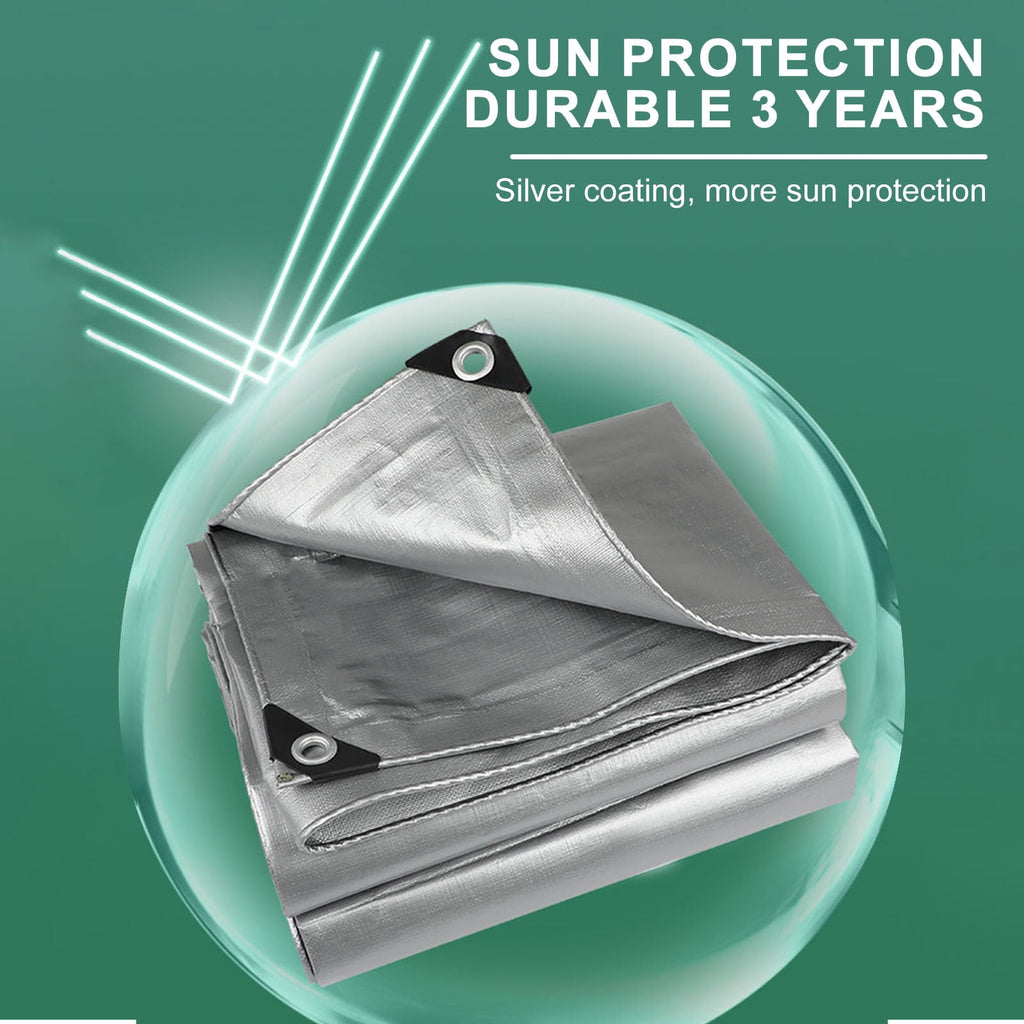 Heavy Duty Tarp Cover, Thick Tarps Waterproof Tear and Rip Proof UV Resistant Tarpaulin with Reinforced Grommets and Edges E
