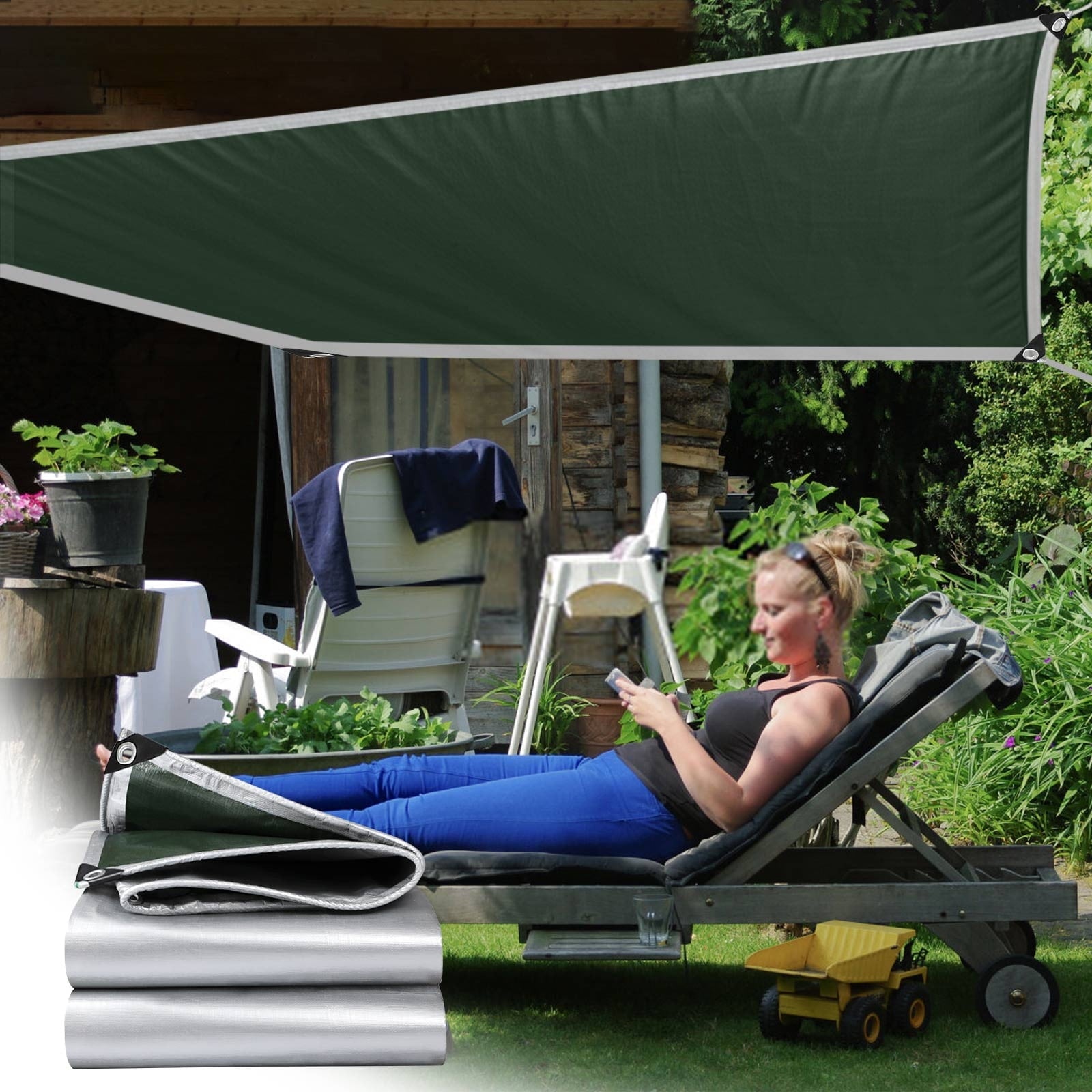 Heavy Duty Tarp Cover, Thick Tarps Waterproof Tear and Rip Proof UV Resistant Tarpaulin with Reinforced Grommets and Edges F