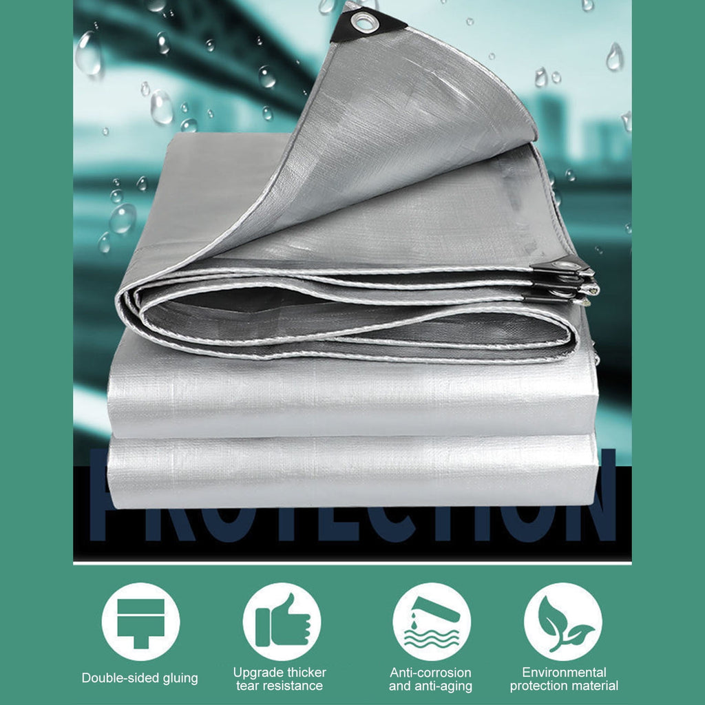 Heavy Duty Tarp Cover, Thick Tarps Waterproof Tear and Rip Proof UV Resistant Tarpaulin with Reinforced Grommets and Edges F
