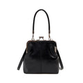 Retro Handbag for Women - Leather Shoulder Bag Evening Clutch Crossbody Purse with Kiss Lock Black