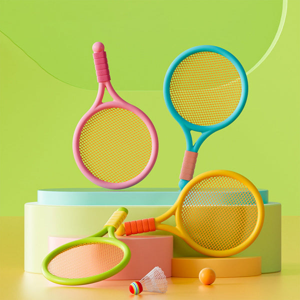 Kids Badminton & Tennis Set - Racket Family Sports Gift with Balls， Lightweight Beginner Gear for Ages 6-12, Indoor/Outdoor Play Blue
