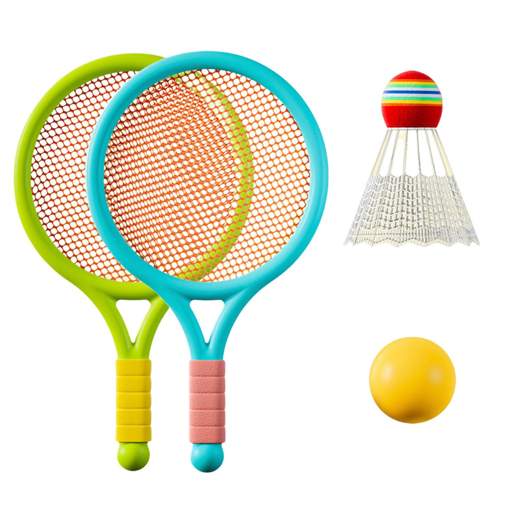 Kids Badminton & Tennis Set - Racket Family Sports Gift with Balls， Lightweight Beginner Gear for Ages 6-12, Indoor/Outdoor Play Blue