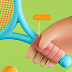 Kids Badminton & Tennis Set - Racket Family Sports Gift with Balls， Lightweight Beginner Gear for Ages 6-12, Indoor/Outdoor Play Blue