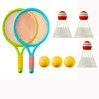 Kids Badminton & Tennis Set - Racket Family Sports Gift with Balls， Lightweight Beginner Gear for Ages 6-12, Indoor/Outdoor Play Blue 1