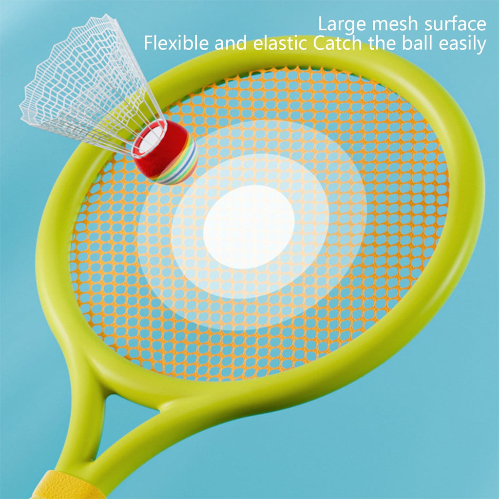 Kids Badminton & Tennis Set - Racket Family Sports Gift with Balls， Lightweight Beginner Gear for Ages 6-12, Indoor/Outdoor Play Blue 1