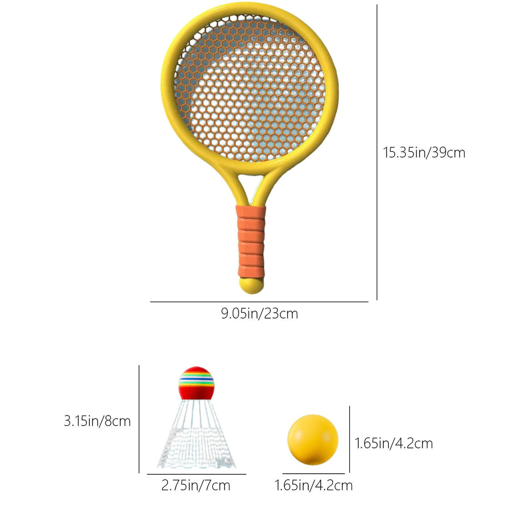 Kids Badminton & Tennis Set - Racket Family Sports Gift with Balls， Lightweight Beginner Gear for Ages 6-12, Indoor/Outdoor Play Red