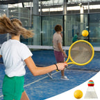 Kids Badminton & Tennis Set - Racket Family Sports Gift with Balls， Lightweight Beginner Gear for Ages 6-12, Indoor/Outdoor Play Red