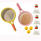 Kids Badminton & Tennis Set - Racket Family Sports Gift with Balls， Lightweight Beginner Gear for Ages 6-12, Indoor/Outdoor Play Red 1