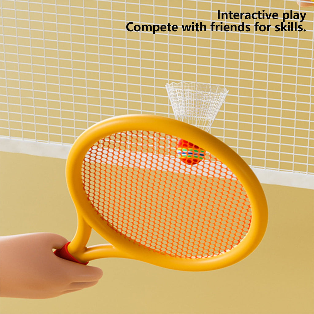 Kids Badminton & Tennis Set - Racket Family Sports Gift with Balls， Lightweight Beginner Gear for Ages 6-12, Indoor/Outdoor Play Red 1